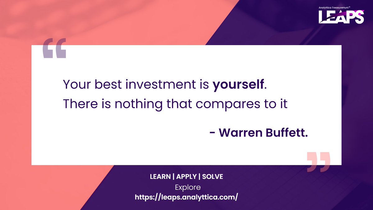 Analyttica's tweet photo. #MondayMotivation
Unleash your true potential as you are capable of doing much more things! 

#mondaythoughts #quoteoftheday #warrenbuffett #datascience https://t.co/weglbp7bM1
