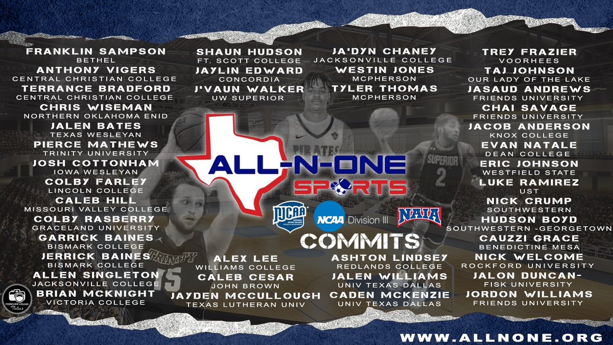AllNOneSports1's tweet photo. 💥All-N-One Sports players from D3, NAIA &amp; JUCO
@4YFilms @c_wiseman11 @briancmcknight @Jayden_Mc5 @Hill18C @colbyrasberry12 @Ajaungst_ @nickwelcome3 @NickCrump03 @EricJoh09601625 @tajjohnson2021 @piercemath @HudsonBoyd3 @gbaines_318 @BainesJerrick @chai_savage @lukeramirez_05 https://t.co/wtzg0DRs6Z