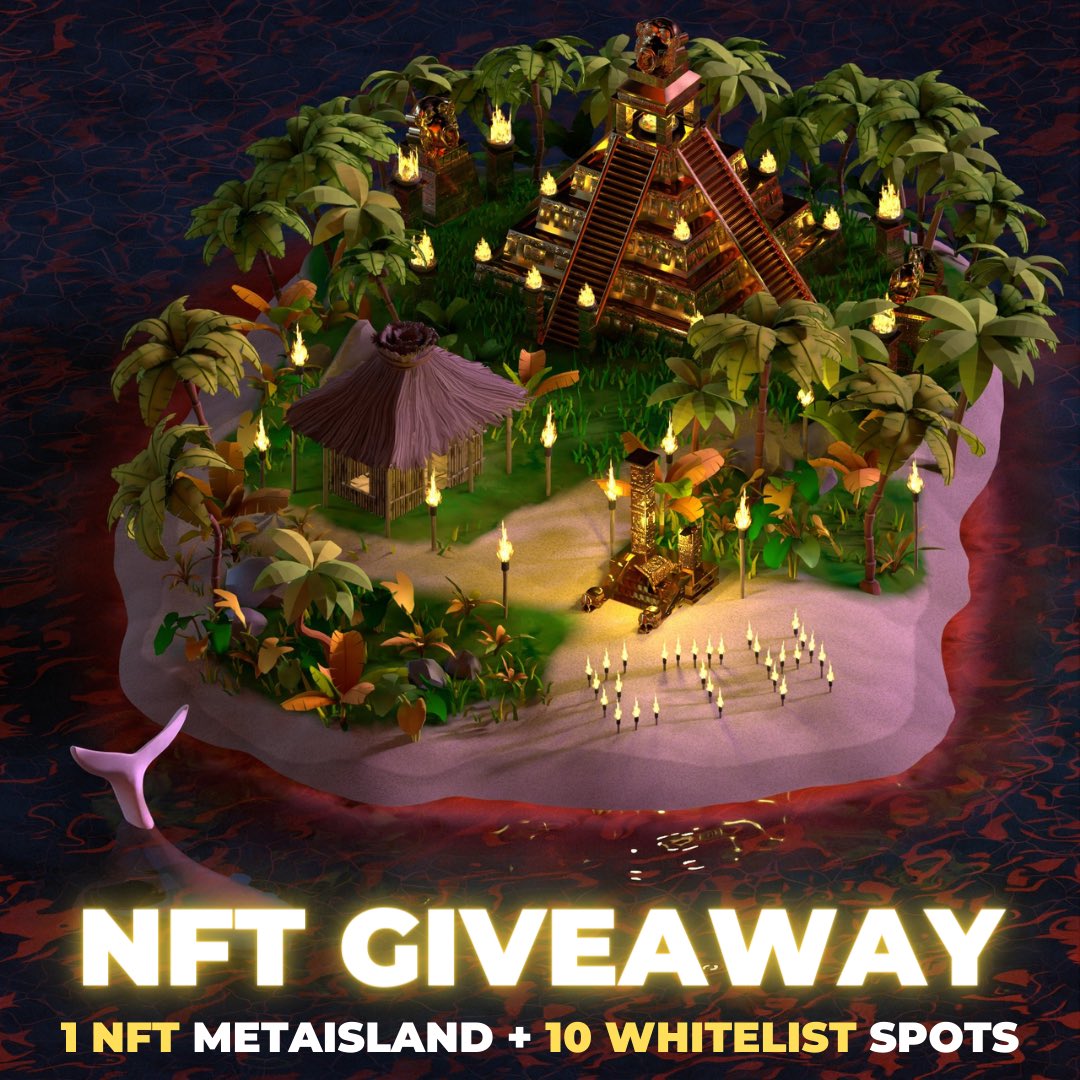 Meta island (@meta_island) on Twitter photo NFT GIVEAWAY 🎁
🏝 1 NFT AND 10 WL SPOTS TO WIN 🏝
To celebrate our first LEGENDARY Island we are organising a giveaway ! 💎
How to enter :
1️⃣ - Follow <a href="/meta_island/">Meta island</a>
2️⃣ - Like and RT this post
3️⃣ - Tag 2 NFT friends
4️⃣ - Join our Discord : discord.com/invite/metaisl…
GOOD LUCK 🍀 NFT GIVEAWAY 🎁
🏝 1 NFT AND 10 WL SPOTS TO WIN 🏝
To celebrate our first LEGENDARY Island we are organising a giveaway ! 💎
How to enter :
1️⃣ - Follow <a href="/meta_island/">Meta island</a>
2️⃣ - Like and RT this post
3️⃣ - Tag 2 NFT friends
4️⃣ - Join our Discord : discord.com/invite/metaisl…
GOOD LUCK 🍀