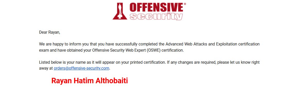 Diefunction's tweet image. Alhamdulillah, I passed #AWAE exam and got my #OSWE certificate. thx @offsectraining