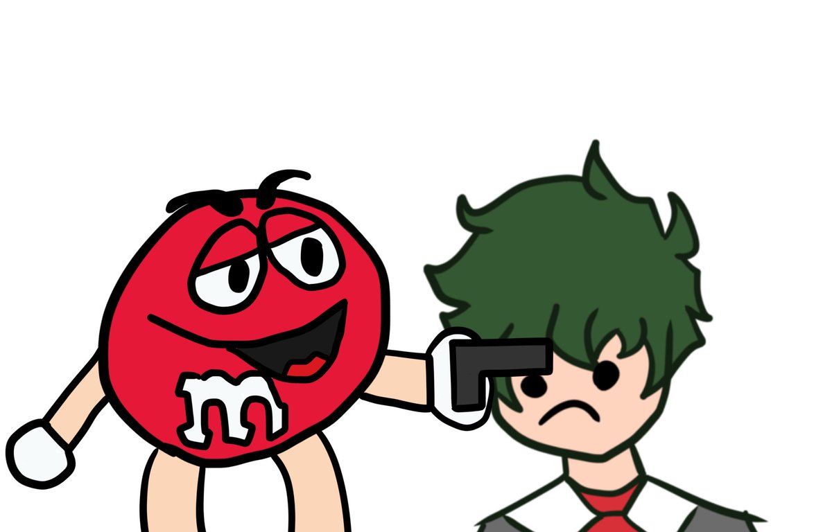 DekuHasDied's tweet photo. oh no red m&amp;m, dont do it please it’s not worth it https://t.co/xLHKWXZ99N