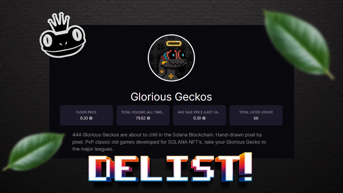 GeckosNFT's tweet photo. It's time to 🇩 🇪 🇱 🇮 🇸 🇹 !🦎🌕
Remember that we will announce even more GAMES and more $GLORY airdrops only for holders, there are few listings.🧹
When we will be in 1 sol? 📈 🚀 #GeekGeek
#SolanaNFTs #NFTs #NFTCommumity #Solana https://t.co/inCYd8wpQ8