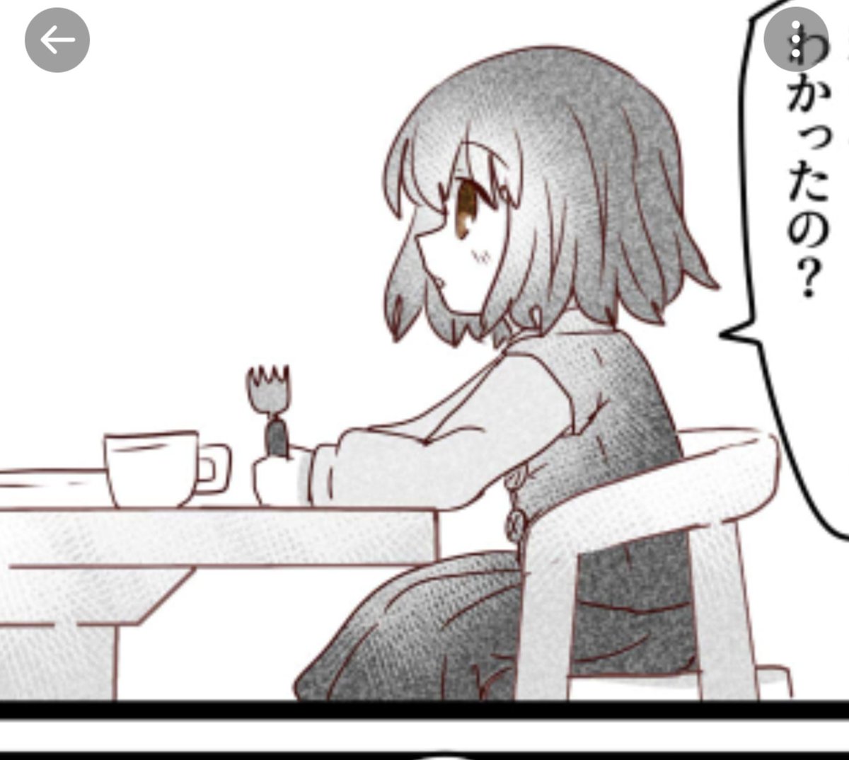 ベルさんに書いたファンアート漫画のこだわりポイントはちゃんと子供用の椅子(ネットの写真参考)と食事セット(のつもり)使ってる白ちゃんです 
(服はたまたま見たアルバムで私が着てた服をそのまま着せた) 