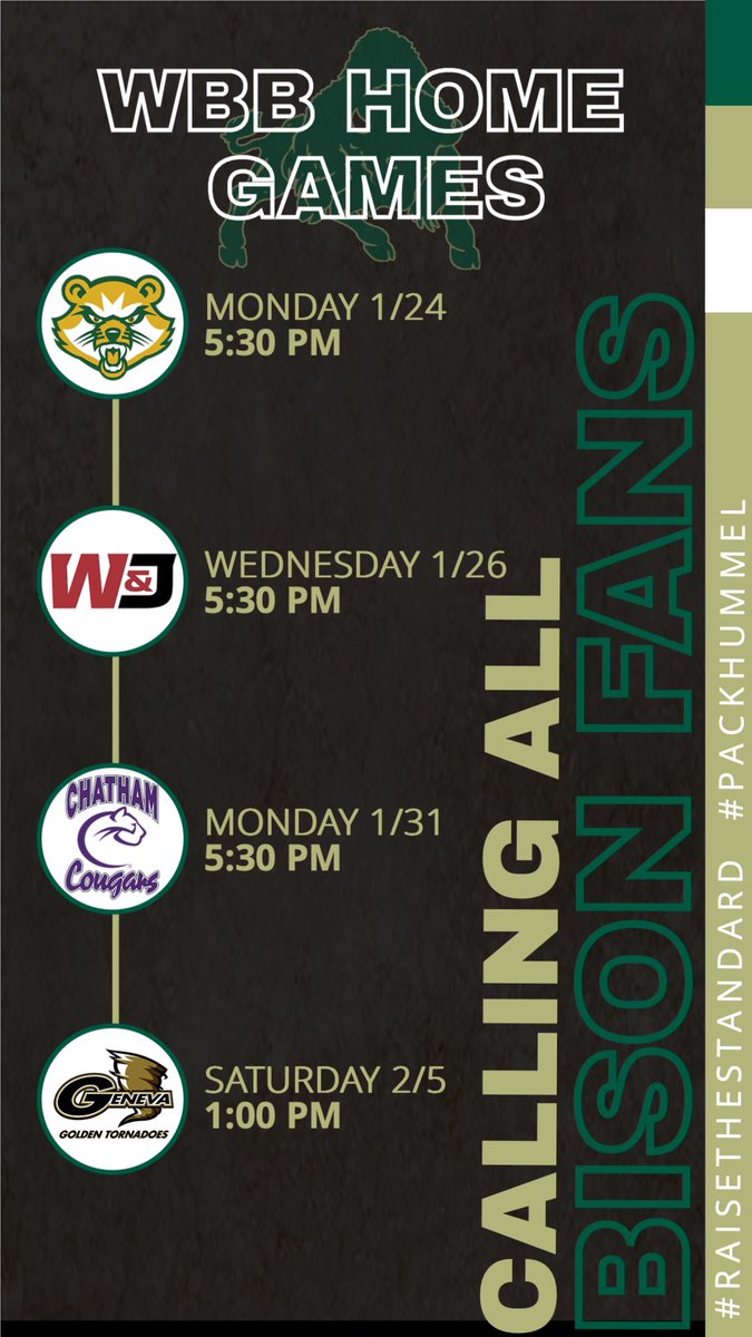 bethanywv_wbb's tweet photo. 🚨ATTENTION Bison Fans🚨; We have some HUGE home games coming up! Hummel Field House is a SPECIAL place when packed with our students, faculty, staff and families! We need YOU to pack the place and be our 6th man! #RaiseTheStandard #LockTheGate https://t.co/0LxHqbcFdE