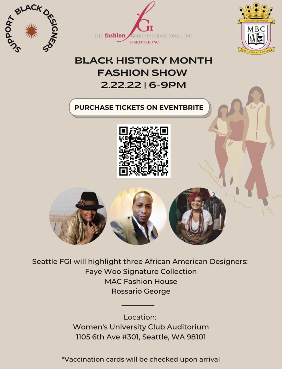 Join <a href="/FGISeattle/">Seattle FGI</a> on 2/22/2022 as we celebrate #blackhistorymonth with @fayewoos <a href="/macfashions/">carlisia minnis</a> <a href="/RossarioGeorge/">Rossario George</a> at the Womens University Club Seattle.
Event details &amp; RSVP: tinyurl.com/muznn99y  #fgiseattle #fgiseattle #seattlefashion #seattlestyle #blackhistorymonth