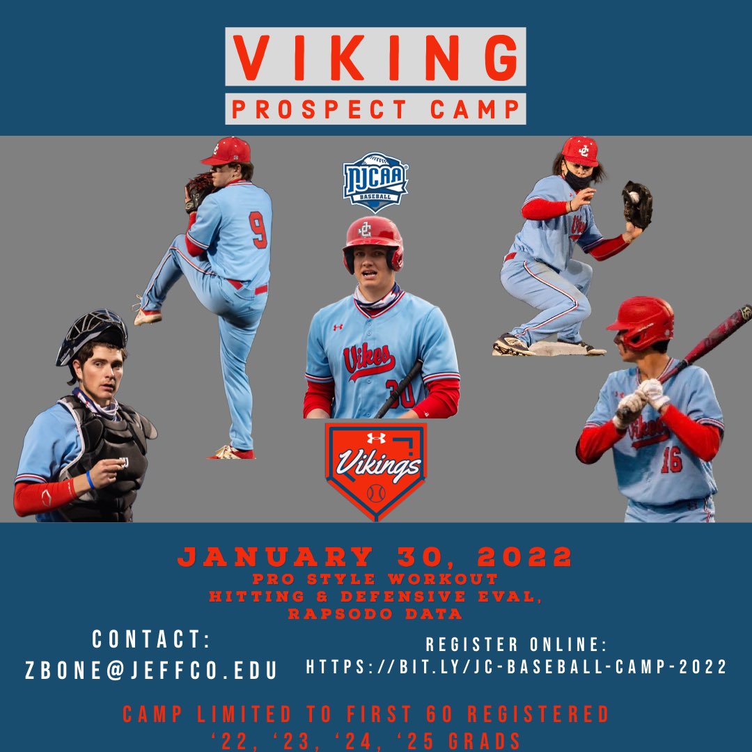 Indoor Exposure Camp 1 Week from today! Sign up now for the chance to showcase in front of the #Vikes coaching staff and multiple other junior and 4 year college coaches! 

bit.ly/JC-Baseball-Ca…