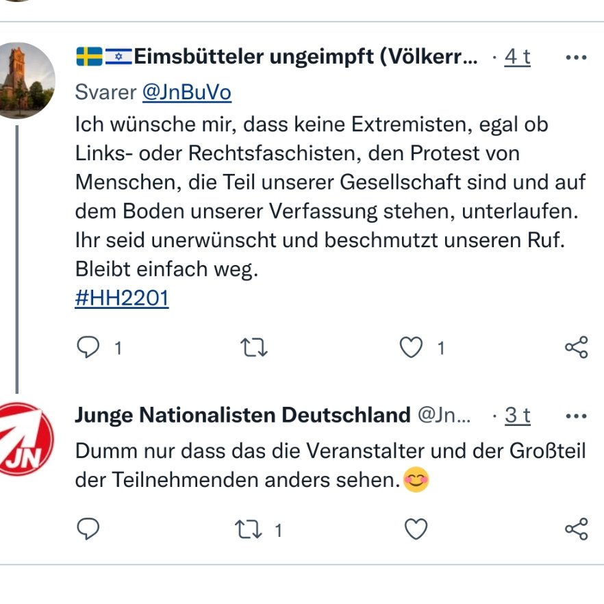 Theoristen's tweet photo. Da hatten die Rechtsfaschisten wohl leider recht! Grummelig teilte Wolfgang noch ein paar Tweets über die Randale der Linksfaschisten in Brüssel, nahm sich dann vor, diesen Hannes bestimmt nicht mehr zuerst zu grüßen auf der nächsten gemeinsamen Demo, und ging zu Bett.
#HH2201 https://t.co/2ZZ8gqat8U