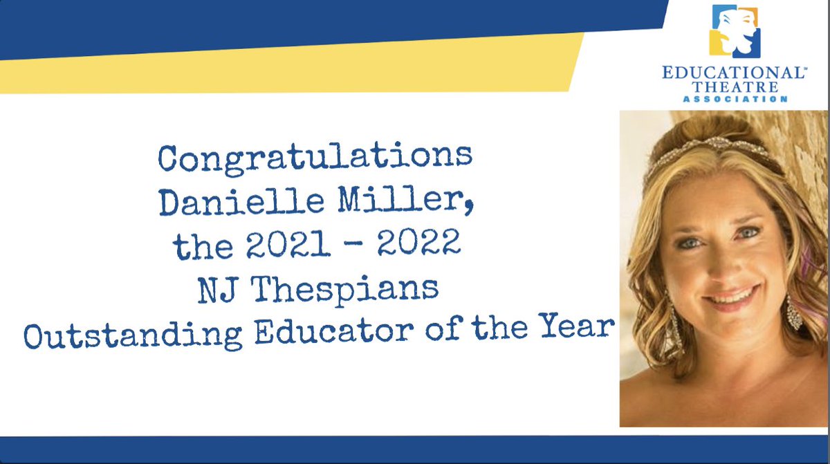 Congratulations to Ms. Danielle Miller of <a href="/hobokentheatre/">Hoboken Board of Education Theatre Dept.</a> Thespian Troupe 7268 for being named the 2021-2022 Outstanding Educator of the Year!