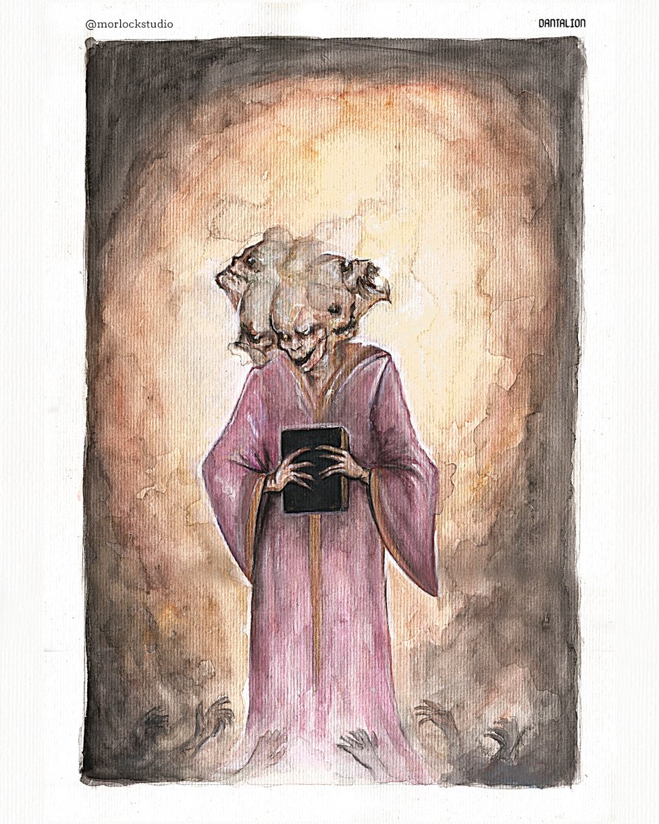 morlockstudio's tweet photo. Dantalion é um Poderoso Duque que aparece como um ser que tem inúmeras faces masculinas e femininas, cada uma com sólidos olhos brancos e falando línguas diferentes. 
#dantalion #goetia #arsgoetia #watercolor #HorrorArt #art https://t.co/HjPDbnDRQt