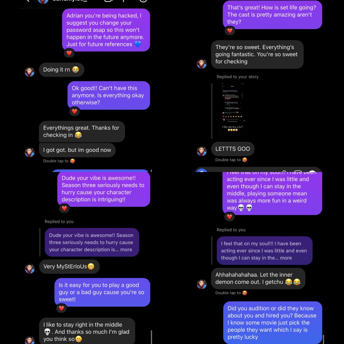 PortwellPassion's tweet photo. Best. Conversation. Ever!! Y’all I couldn’t believe this was happening but I’m glad to know he is enjoying everyone on set! He even called me a legend like wow, he didn’t need to do that🤩🤩🤩🤩
#portwell #adrianlyles #hesawesome #hsmtmts #jet #ginaporter #ejcaswell #pwendgame https://t.co/34t9qq7upV
