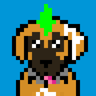DataDogsNFT's tweet photo. 🐶
DataDog 28 has the tongue sticking out and the green mohawk. Her coat is tan and her ears are long
🐶❤️
@opensea #OpenSeaNFT #nft #nftart #pixelatt https://t.co/sBhHbgV0MI
