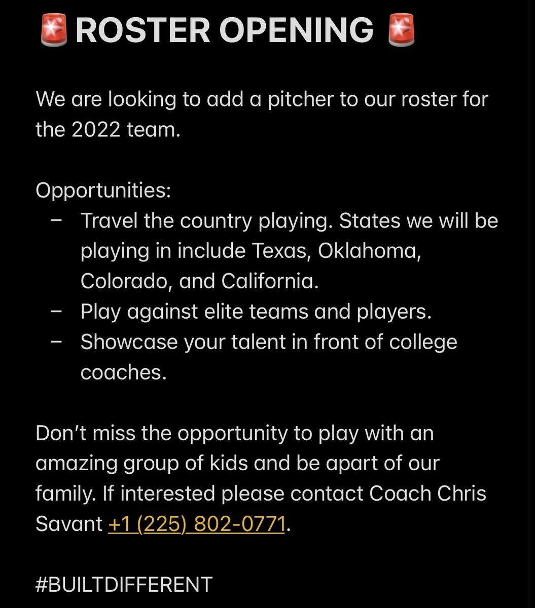 Louisiana_Unity's tweet photo. 🚨 ROSTER OPENING 🚨 https://t.co/R9jiI7Mupd