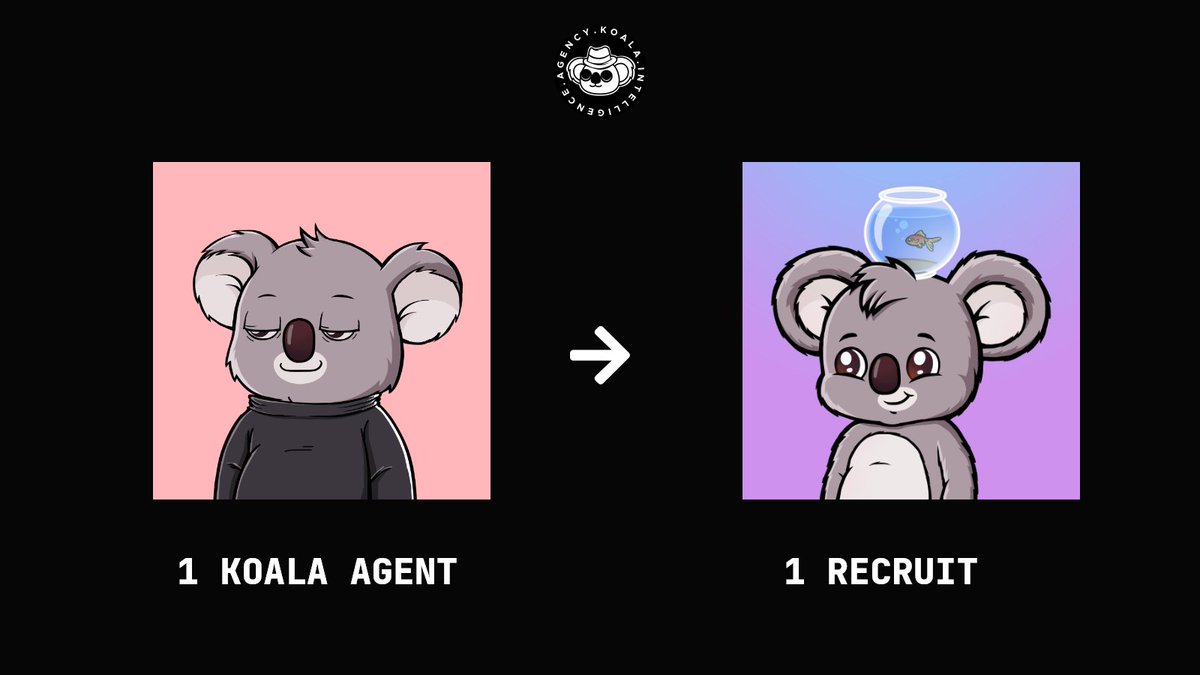 koala_agency's tweet photo. Friendly reminder
1 Koala Agent NFT can clam 1 Recruit NFT

- Customize your Recruit 
- Stake for $INTEL
- Fully Community Owned https://t.co/jANqhRB3Ja