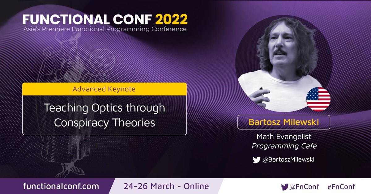 FnConf's tweet photo. .@BartoszMilewski's highlight of working with #FP? "It was my gateway drug to #categorytheory" says @BartoszMilewski. Read full interview: https://t.co/Z50dw9VjjN Don't miss his keynote at #FnConf 2022.
#Lens #Prism #Optics https://t.co/17d33ZyEGy