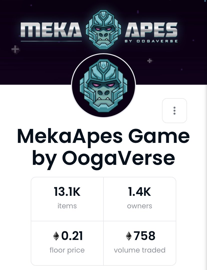 champtgram's tweet photo. RoboOogas: .07 -> .21 🌝

Which is kinda funny given that, at their tokens current value, they yield about .45 ETH/week 🤷🏼

and don’t even get me started on the MekaApes 😴😴 https://t.co/dKSlkE6dKj