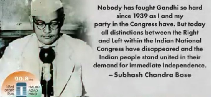 AashishVashist7's tweet photo. 'Netaji' #Bose fought for united the nation and to liberate India🇮🇳 ( our beloved nation). No matter how much he differed with Mahatma Gandhi and how he was expelled from president post in Congress.
He left his fine job & came back to 🇮🇳. #Subhash125
He always fought for🇮🇳.❤️🙏 https://t.co/UhIyV3GeGW
