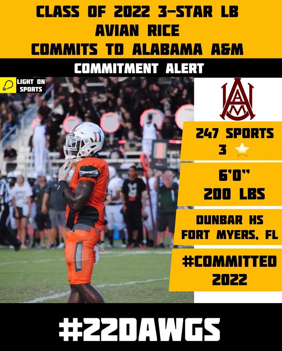 LightOnSports's tweet image. Alabama A&amp;amp;M Picked Up Several High School Commits Today. 🔥
• 3-Star LB Avian Rice
•ATH Aleem Glass
• DL James Vassar 
#22Dawgs #Committed22
@AamufbR