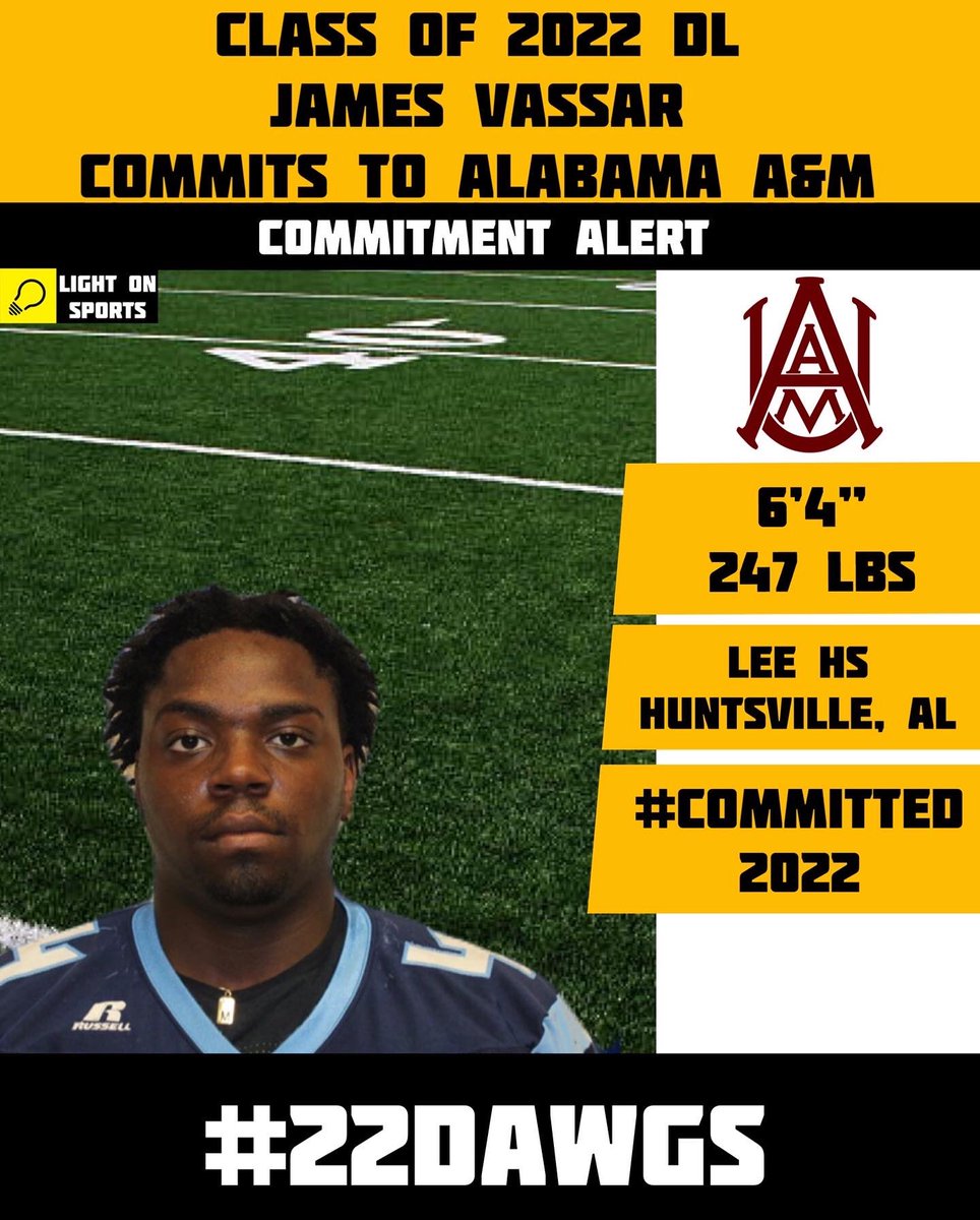 LightOnSports's tweet image. Alabama A&amp;amp;M Picked Up Several High School Commits Today. 🔥
• 3-Star LB Avian Rice
•ATH Aleem Glass
• DL James Vassar 
#22Dawgs #Committed22
@AamufbR
