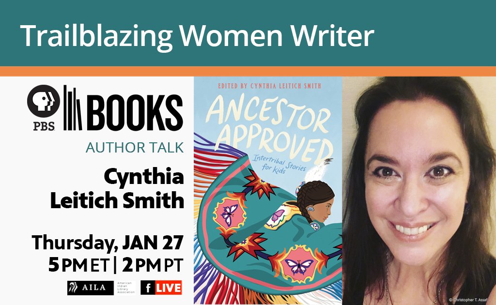 pbsbooks's tweet photo. In partnership with the American Indian Library Association (AILA), we are pleased to interview trailblazer @CynLeitichSmith, author of “Sisters of the Neversea” and editor of “Ancestors Approved: Intertribal Stories for Kids”. Save the date for January 27 at 5:00 pm EST. https://t.co/a1EOGURh8F