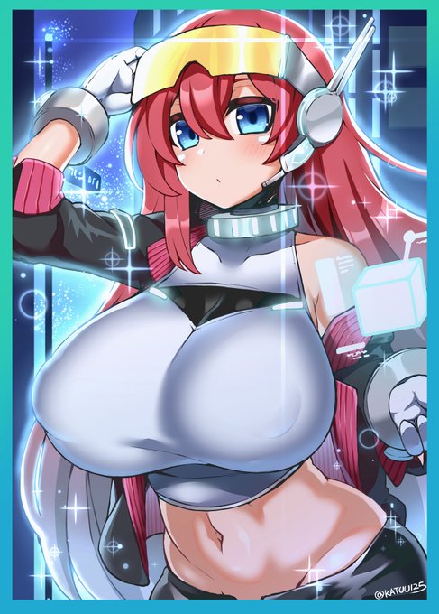 子供向けカードゲームにあるまじきデカ乳女に股間がラッシュデュエルしかけたのでスリーブが欲しくなって自分で描いたハンディーレディの絵です 