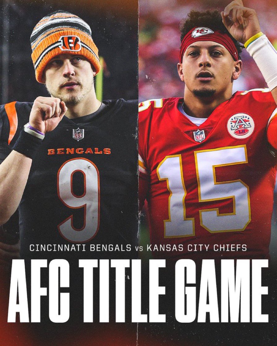 Cincinnati 💔 on Twitter: "Next Sunday. AFC Championship Game. Bengals vs  Chiefs. Winner goes to the Super Bowl. #RuleTheJungle  https://t.co/NeJlZVvZhy" / Twitter