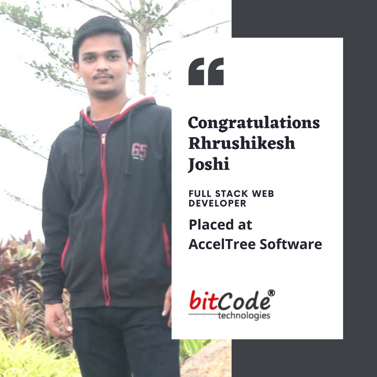BitcodeTech's tweet image. Congratulations Rhurishikesh, for your placement at #AccelTree as #FullStackWebDeveloper. We wish you all the best!

Find details at:
bit.ly/mean-stack-tra…

#bitcode #bitcodeplacements  #meanstacktraining #fullstackwebdevelopment #meanstackplacements #meanstackjobs