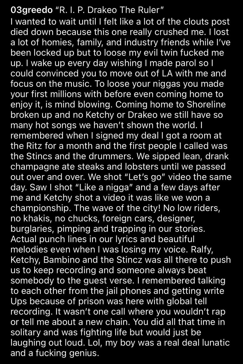 Passionweiss's tweet photo. This Greedo tribute to Drakeo is just devastating. #FREE03 #LONGLIVETHERULER https://t.co/vlPneQPx14