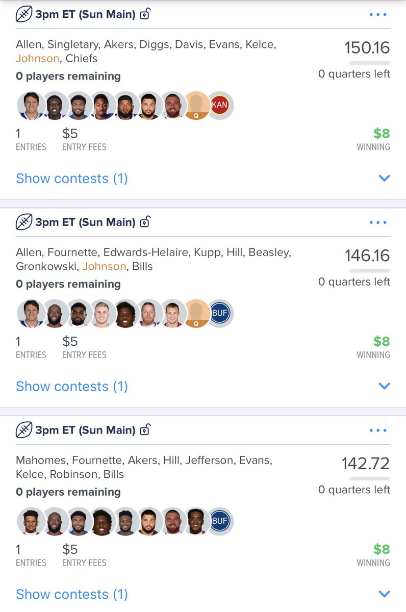 PerfectPicksDFS's tweet image. Unbelievable day of #NFL playoff games! Our members finished incredibly close w/ our top line, just a defense away from a huge cash! Still a great day overall - not even enough room to fit all the winners! DM to join us for the #AFC & #NFC ships next weekend! #DFS #NFLPlayoffs