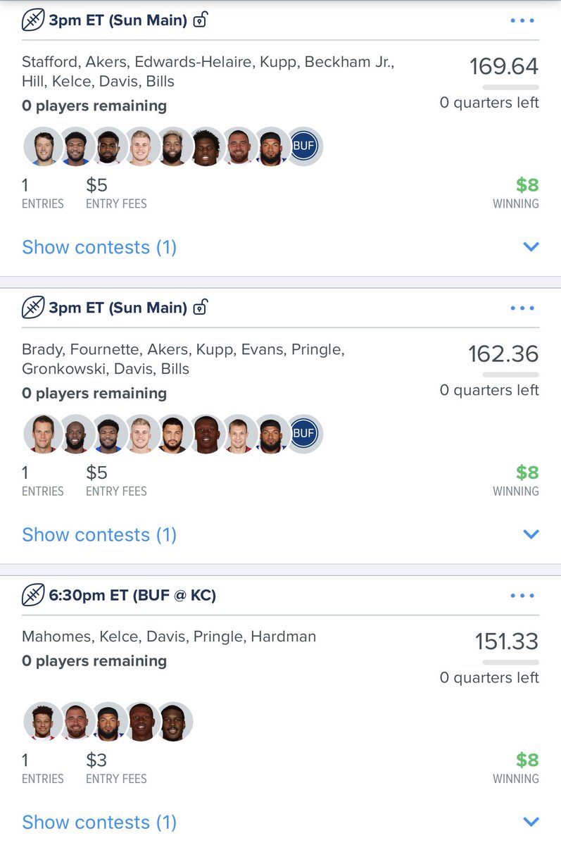 PerfectPicksDFS's tweet image. Unbelievable day of #NFL playoff games! Our members finished incredibly close w/ our top line, just a defense away from a huge cash! Still a great day overall - not even enough room to fit all the winners! DM to join us for the #AFC & #NFC ships next weekend! #DFS #NFLPlayoffs