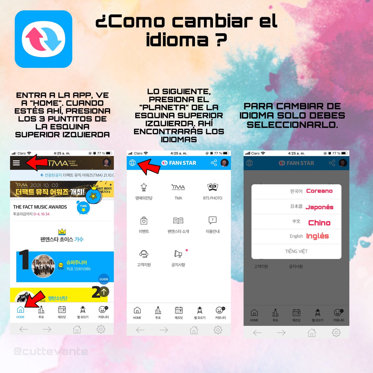 cuttevante's tweet photo. 🔔|  FAN N STAR | EVENTO 

— PASEN A RECOGER SUS 30 ⭐️  EN FAN N STAR! RECUERDEN QUE ES POR TIEMPO LIMITADO! 

🌎: COREANO   
📌: https://t.co/1VZLo9lMok 

@BTS_twt. https://t.co/H6iQ1YIj6Z