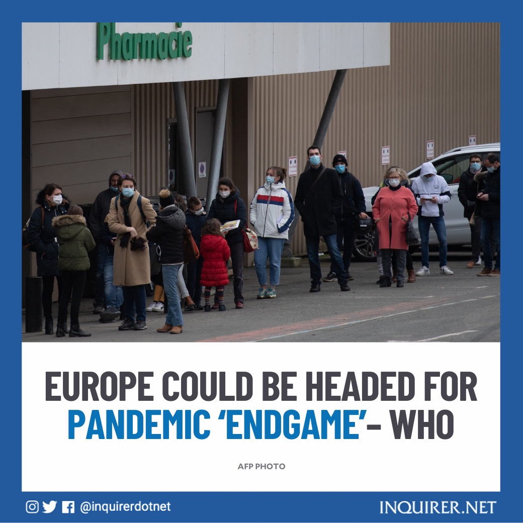 inquirerdotnet's tweet photo. The Omicron variant has moved the COVID-19 pandemic into a new phase and could bring it to an end in Europe, the WHO Europe director said.

READ: https://t.co/b5bMFp729I https://t.co/JeOXZcPoa0