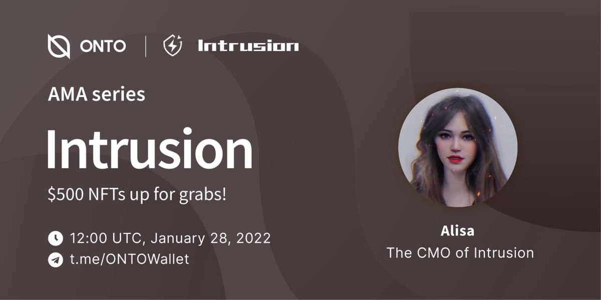 ONTOWallet's tweet photo. #ONTO is hosting an #AMA with @Intrusion_NFT, the first native financial strategy #GameFi on #BSC! 👏

$500 worth of #NFTs for 5 best Twitter Qs &amp; 5 best Live Qs! 🤑

Complete all tasks in Gleam to share the REWARDS! 💰

Get started here 👇
https://t.co/t14pHA6ncC https://t.co/VGYE7ejiLV