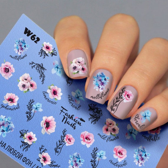 eznailsstore's tweet photo. Pink and Blue Flowers with Black Leaves and https://t.co/e3H0K0jgLg #waterslidedecals #watertransfernails #waterdecals #nailstickers @etsymktgtool https://t.co/bHX8mYKqLj