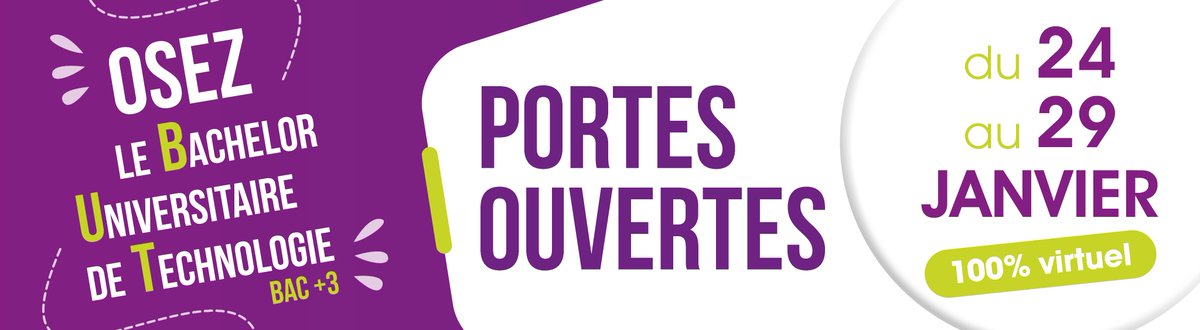 Le #live des #formations : ça démarre aujourd'hui ! Du lundi 24 au 29 janvier, retrouvez des conférences ainsi qu'une journée Portes Ouvertes 100 % virtuel ce samedi 29 janvier de 9h à 17h.
Programme sur iutvannes.fr &amp; <a href="/ImaginaOfficiel/">Imagina</a> <a href="/lesIUT/">Les IUT</a>