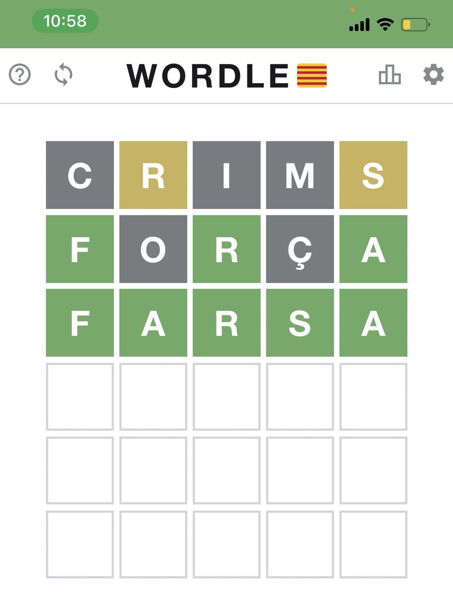 Com a culer em va fer mal resoldre així el wordle d'ahir