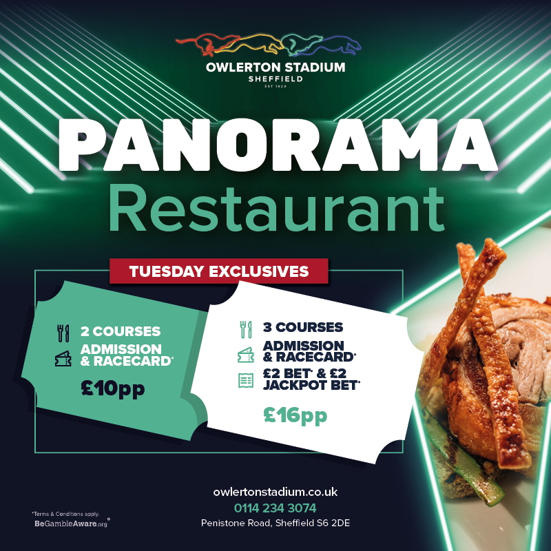 OwlertonStadium's tweet photo. Tuesday's are where it's at! Check out our Tuesday race night offers: ✅ 6 Pack - £6pp ✅ Pie, Peas and a Pint - £5pp ✅ Fab Free Tuesday - FREE ✅ Panorama Restaurant from £10pp. BOOK offers: https://t.co/Ynk7wXro89

#OwlertonStadium #GreyhoundRacing #Sheffield #SheffieldisSuper https://t.co/rr2FUOLD2A