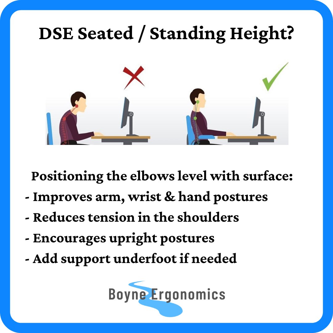 niamh_pentony's tweet photo. So how should we position ourselves at the computer workstation?
Let's start with your elbow position. This will tell you if your are positioned at the right height for your surface
#DSE #PostureIsImportant #ErgonomicallySpeaking https://t.co/JPHHcFUWJi