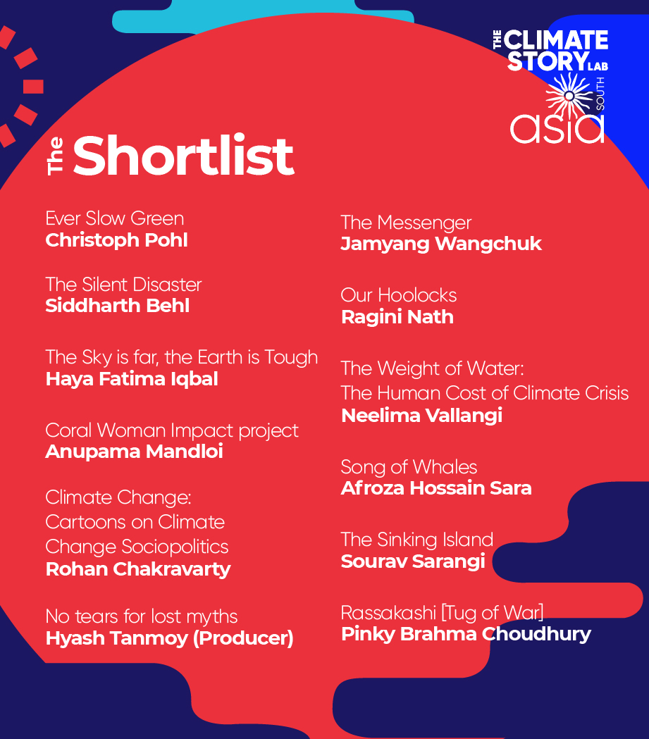 IndDocFdn's tweet photo. Announcing the SHORTLIST of projects that have made it to The Climate Story Lab - South Asia 2022 edition! We are thrilled to have 12 transformational stories that place affected communities at the very heart of the climate justice narrative from the global south. CONGRATULATIONS https://t.co/EQKhY6jICn