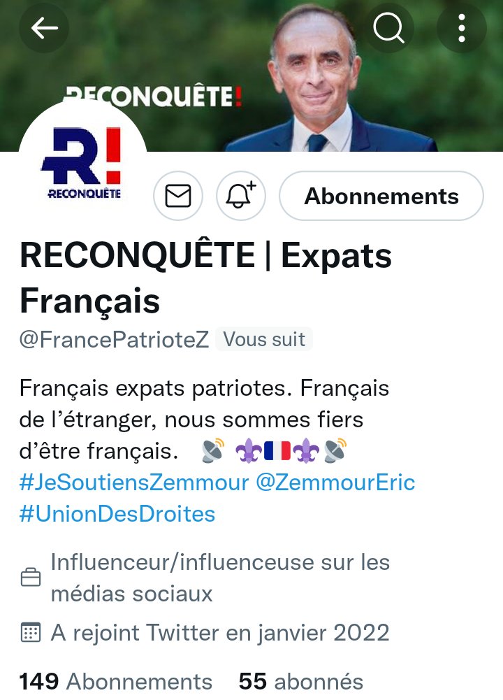 INFO🚨Mes amis abonnés😉 ainsi que l'équipe #JambonBeurre 😉notre ami <a href="/FrancePatrioteZ/">RECONQUÊTE | Expats Français</a> 👍aurait besoin d'un petit coup de pouce pour grossir sa TL!Et ainsi lui donner plus de visibilité!Merci de vous abonner à lui!Merci n'oubliez pas tous ensemble nous sommes plus forts!🇨🇵💪👍👌