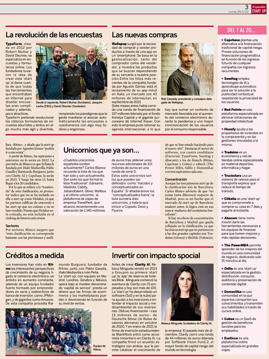 Lexcrea1's tweet photo. Hoy, @exp_startup publica los 20 próximos aspirantes a unicornio español tras la encuesta realizada por @carlosblanco la semana pasada a algunos players relevantes del ecosistema. 

Descubre quienes son 👇 https://t.co/ITCnl48XVR