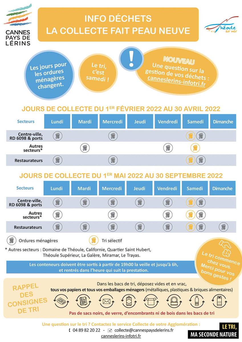 Info #collecte des déchets
Le #tri c'est le samedi !
Le calendrier des collectes change à compter du 1er février.