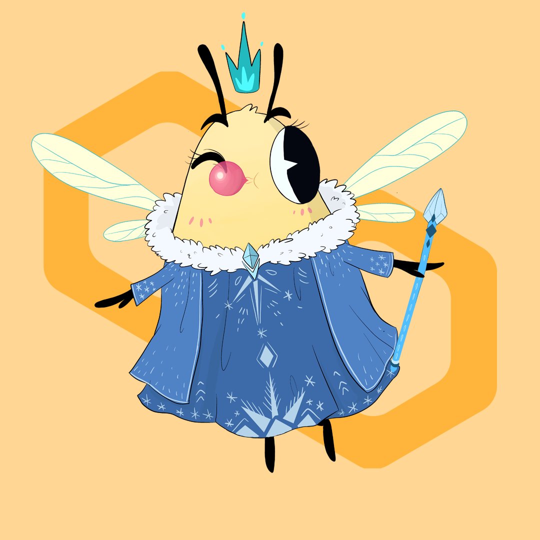 BuzzyBeesHive's tweet photo. How beautiful is this Bee and how cute is this gown? 
We had 2 queens today that left the hive to say hi! Lucky us!😍🐝

✅Mint your lovely Buzzy Bee here and get another one for free with our 2X1 promo!
https://t.co/5q10yPrLfS
#NFTs  #NFTArt #NFTCommunity https://t.co/E7cjGGU69u