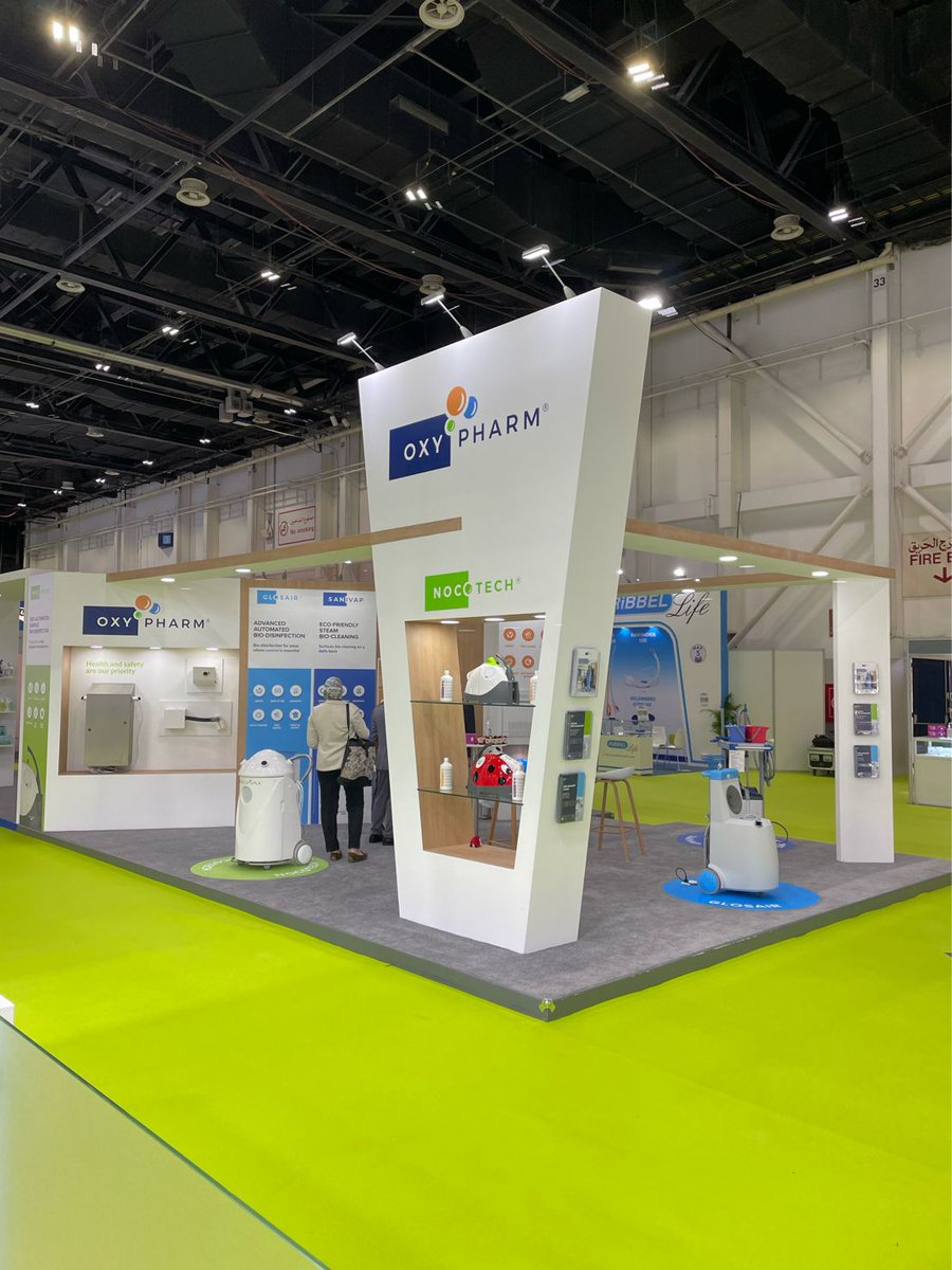 OxyPharm's tweet photo. 🔴 Live - The @Arab_Health show is now open 🚀
It's a pleasure to see you in person again, come and meet us Hall 3 Booth G59 !
#ArabHealth2022 #healthcare #disinfection #cleaning #nocotech #sanivap #alphaclean #glosair #madeinfrance 🇫🇷 https://t.co/oqIjgXYxKW
