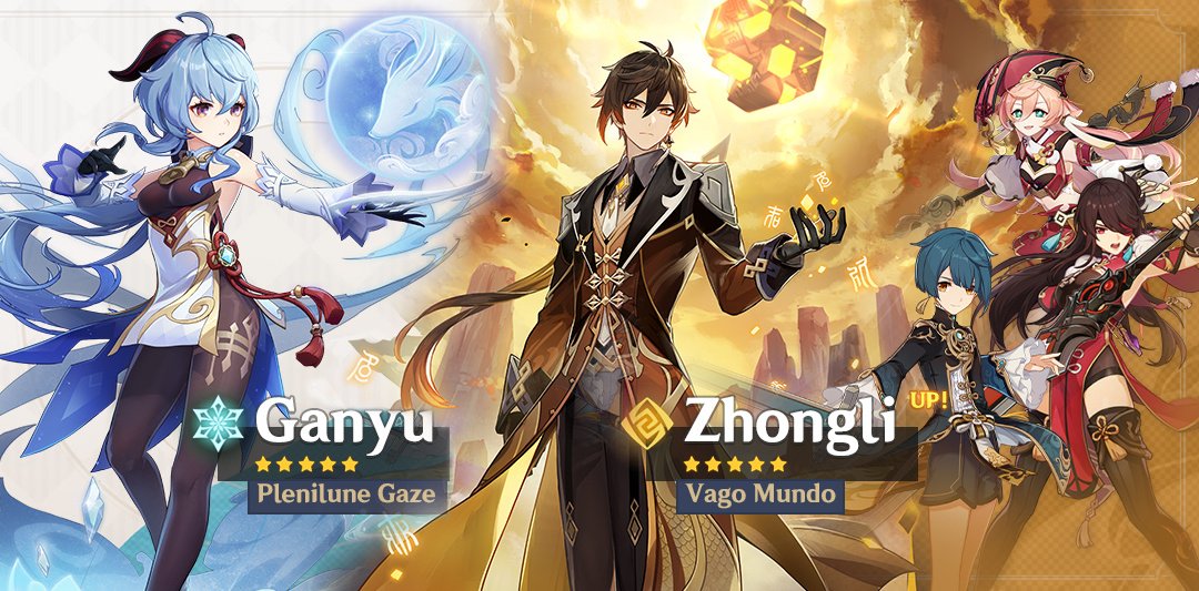 MadeBaruna's tweet photo. Ganyu and Zhongli banner will be out on 6pm tomorrow (server time)
[Asia in 24h] [Europe in 1d7h] [America in 1d13h]
Check the timeline on https://t.co/bTUcwOPfIx
#GenshinImpact #paimonmoe https://t.co/mh66ScyKpo