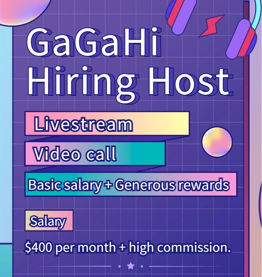 gagahi_com's tweet photo. GagaHi Hiring Host: https://t.co/MVBKW5ieol
#hiring #hire #recruitment #recruiting #host #主播 #招募 #招募主播 #主播招募 #1v1  #1on1 #videocall https://t.co/2VEXBnVfwR