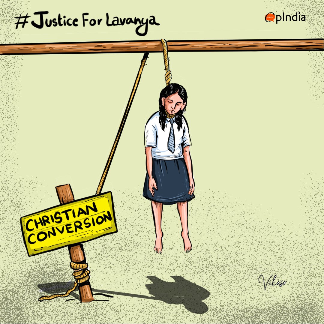 OpIndia_com's tweet photo. #JusticeForLavanya 

(Editorial cartoon by @vikasopikaso) https://t.co/cv6hobT44k