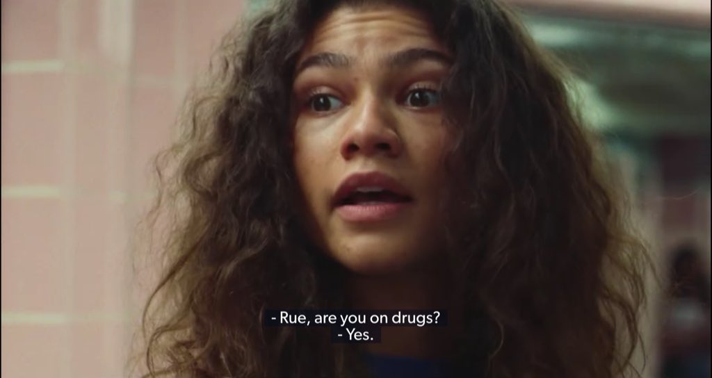 goldentemult's tweet photo. can we talk about how concerned they all were about rue relapsing  #Euphoria https://t.co/zWeBlv767N