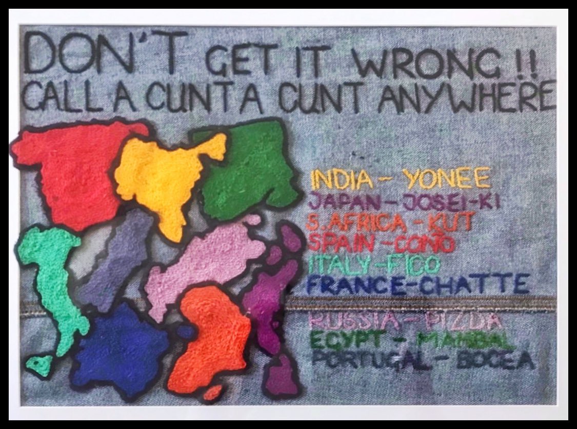 broideryprofane's tweet photo. Don’t get it wrong!! New work by PEG Member Zayna Omer. 
Don’t say we aren’t educational…

New work sort of based around communication and it’s inherent fuckups at the Fishslab Gallery 9 to 14 February 2022

#dontgetitwrong https://t.co/BDLgq2JCtz