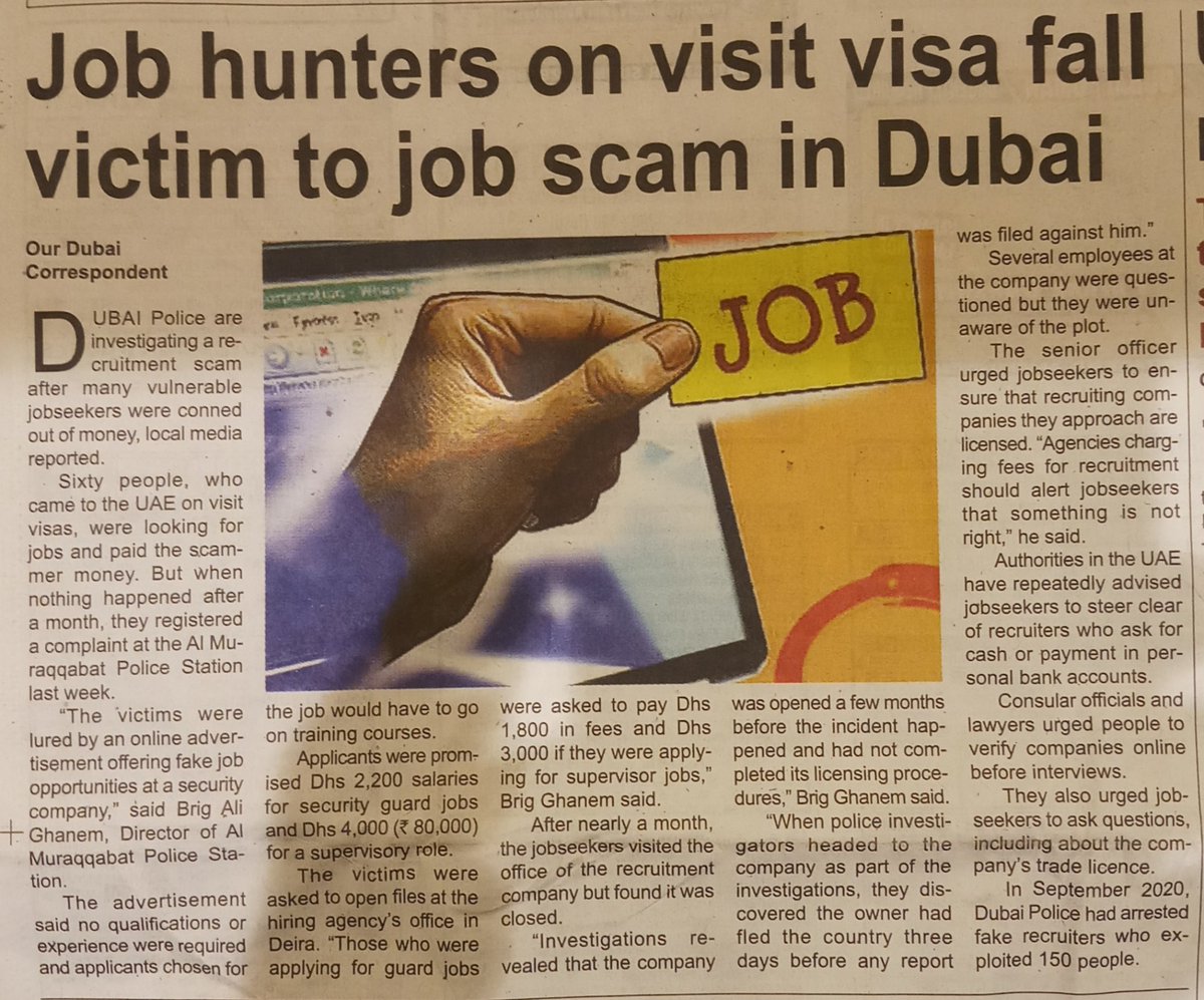 TechHROverseas's tweet photo. Verify the credentials of #HR people / companies offering you jobs with a very easy selection process and needing to pay service charges before any direct contact from the Employer.
#HumaneRecruiter #Jobseekeralert
#EthicalHiring #verified #vacancies
#ScamAlert #DubaiJobs https://t.co/rKyex0LoSk
