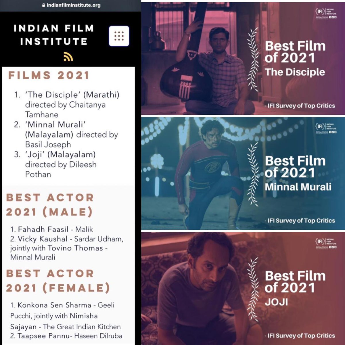TovisWorld's tweet photo. Best Of 2021 🎥⚡️

#IndianFilimInstitute 
@ttovino | @basiljoseph25
#MinnalMurali  💎

Proud Moment ❤️ https://t.co/iVobnsRmUp